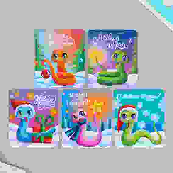 Новогодний магнит винил &quot;Змейки милашки&quot; 6х7 см МИКС 5 видов 10517954