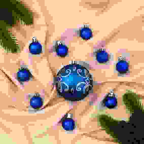 Набор шаров пластик 11 шт &quot;Глория&quot; вензель синий 4192755