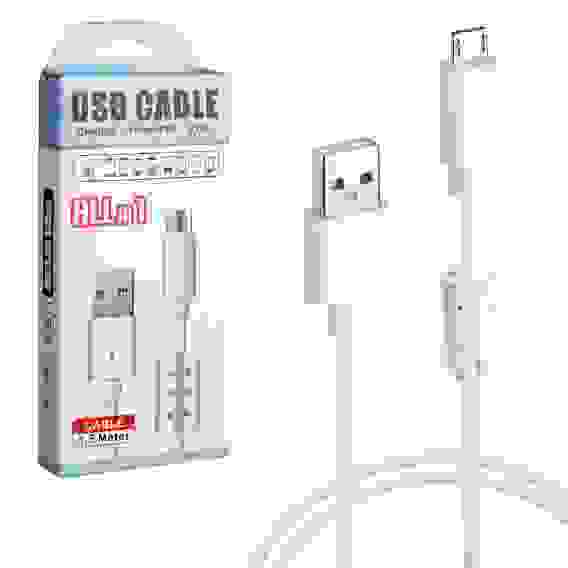 Кабель USB на MicroUSB 1m для передачи данных белый ISA