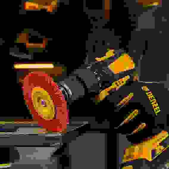 Щетка для дрели, 100 мм, Плоская, со шпилькой, нейлоновая щетина// Denzel