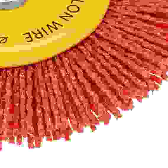 Щетка для дрели, 100 мм, Плоская, со шпилькой, нейлоновая щетина// Denzel