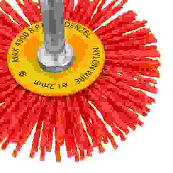 Щетка для дрели, 65 мм, Плоская, со шпилькой, нейлоновая щетина// Denzel