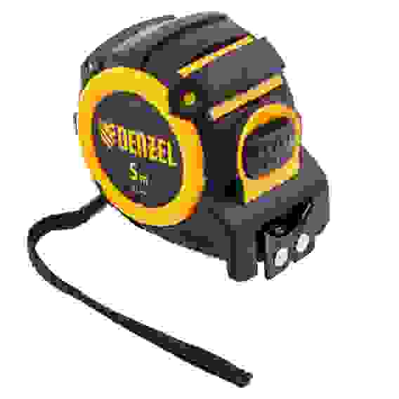 Рулетка 5м х 32мм, автоматич. фиксац., нейлон. покрытие, магнит. зацеп, двухстор. разметка// Denzel