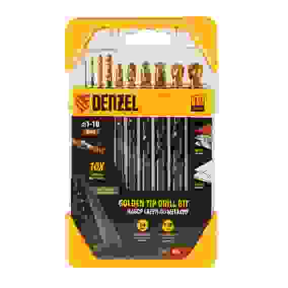 Набор сверл по металлу, 1-10 мм, HSS-Tin, Golden Tip, 10 шт// Denzel