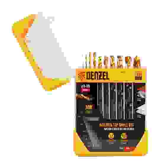 Набор сверл по металлу, 1-10 мм, HSS-Tin, Golden Tip, 10 шт// Denzel