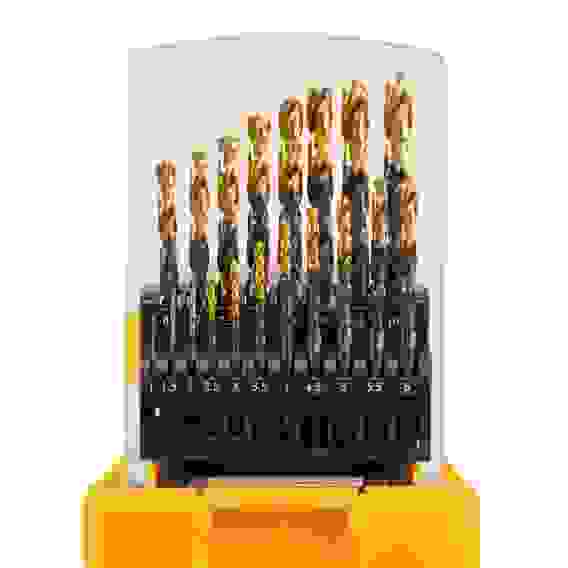 Набор сверл по металлу, 1-10 мм, HSS-Tin, Golden Tip, 19 шт// Denzel