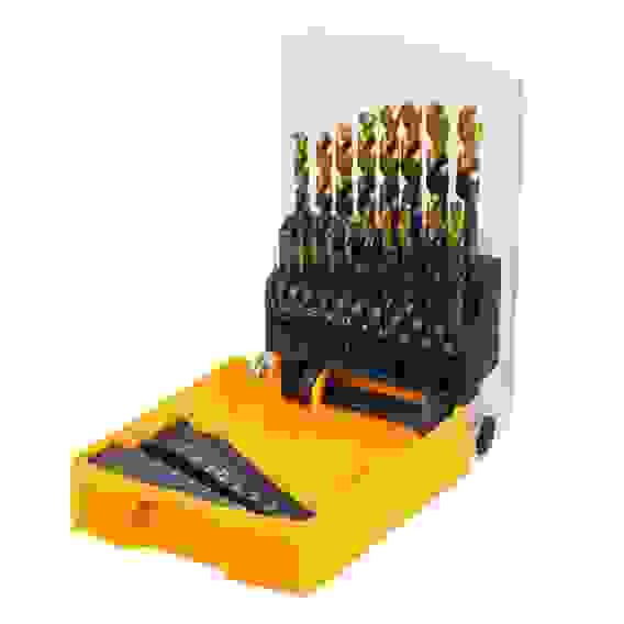 Набор сверл по металлу, 1-10 мм, HSS-Tin, Golden Tip, 19 шт// Denzel