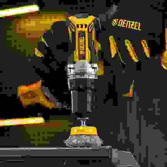 Щетка для дрели, 65 мм, Чашка, со шпилькой , нержавеющая витая проволока// Denzel