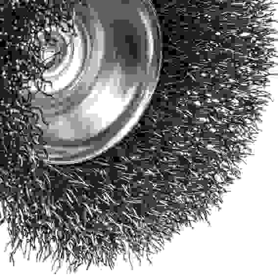 Щетка для дрели, 65 мм, Чашка, со шпилькой , нержавеющая витая проволока// Denzel