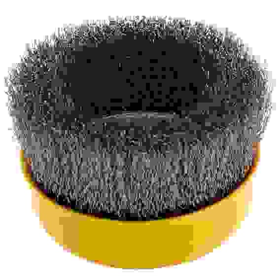 Щетка для УШМ, 100 мм, М14, Чашка, витая нержавеющая проволока 0,3 мм// Denzel