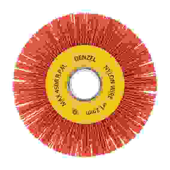 Щетка для УШМ, 125 мм, Плоская, нейлоновая щетина, посадка 22,2 мм// Denzel