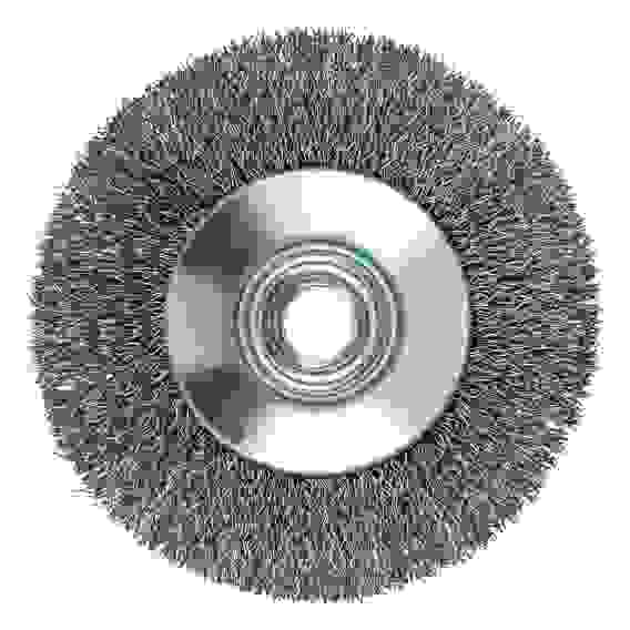 Щетка для УШМ, 100 мм, М14, Тарелка, витая нержавеющая проволока 0,3 мм// Denzel