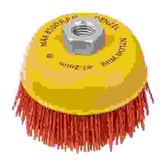 Щетка для УШМ, 100 мм, Чашка, нейлоновая щетина, М14// Denzel