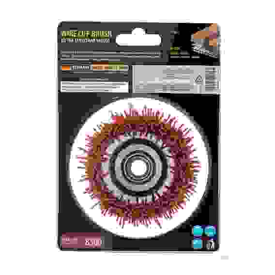 Щетка для УШМ, 100 мм, Чашка, нейлоновая щетина, М14// Denzel