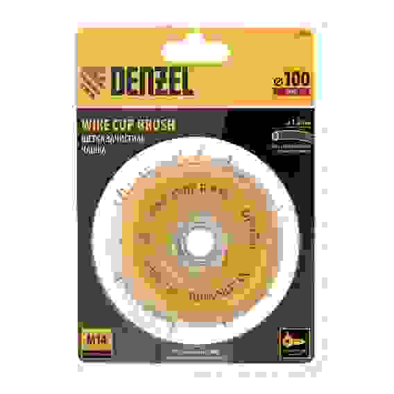 Щетка для УШМ, 100 мм, Чашка, нейлоновая щетина, М14// Denzel