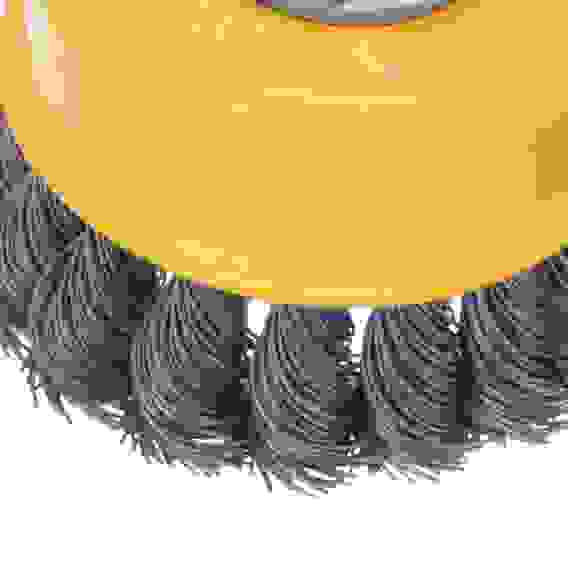 Щетка для УШМ, 75 мм, М14, Чашка, крученая нержавеющая проволока 0,5 мм// Denzel