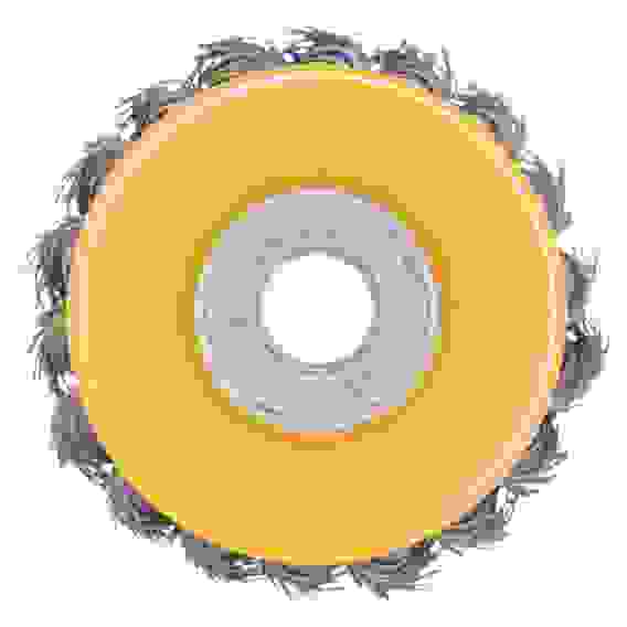 Щетка для УШМ, 75 мм, М14, Чашка, крученая нержавеющая проволока 0,5 мм// Denzel