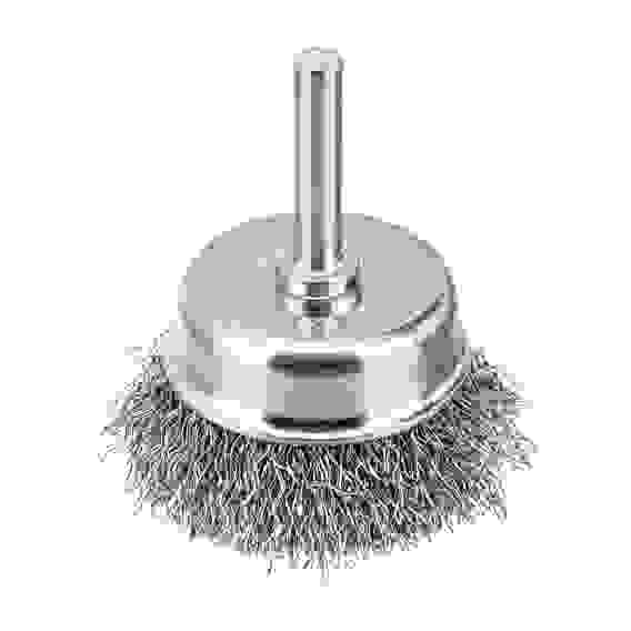 Набор щеток для дрели, 1 Плоская 50мм, 2 Чашки 25-50мм, шпилька, нерж. вит. проволока// Denzel