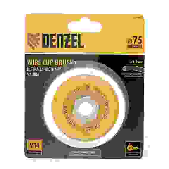 Щетка для УШМ, 75 мм, Чашка, нейлоновая щетина, М14// Denzel