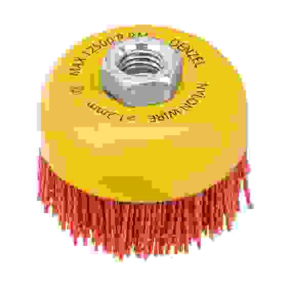 Щетка для УШМ, 75 мм, Чашка, нейлоновая щетина, М14// Denzel