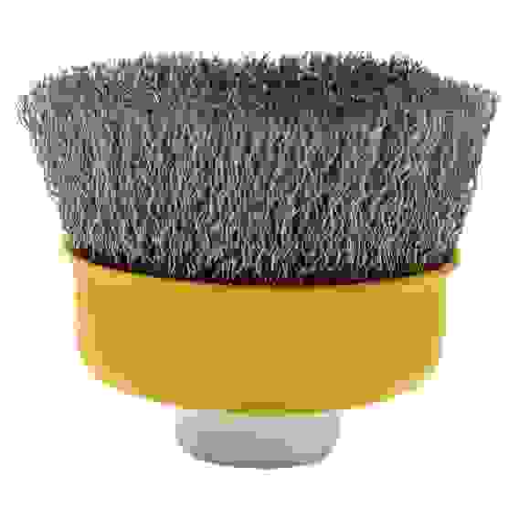 Щетка для УШМ, 75 мм, М14, Чашка, витая нержавеющая проволока 0,3 мм// Denzel