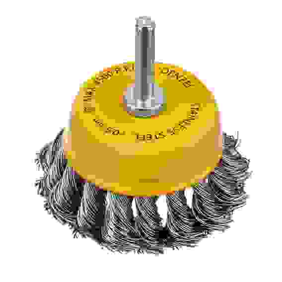 Щетка для дрели, 65 мм, Чашка, со шпилькой, нержавеющая крученая проволока// Denzel