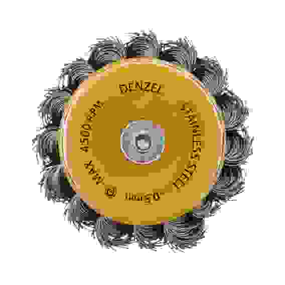 Щетка для дрели, 65 мм, Чашка, со шпилькой, нержавеющая крученая проволока// Denzel