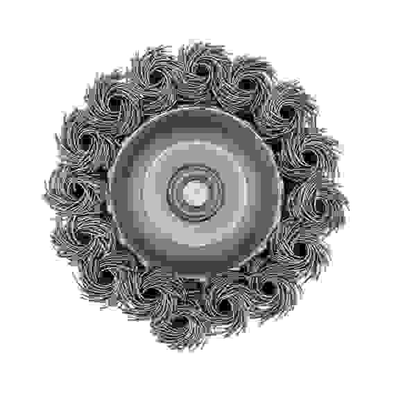 Щетка для дрели, 65 мм, Чашка, со шпилькой, нержавеющая крученая проволока// Denzel