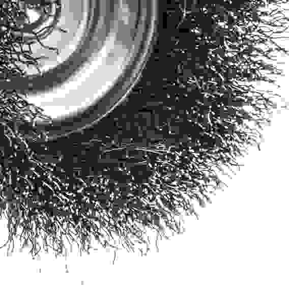 Щетка для дрели, 75 мм, Чашка, со шпилькой, нержавеющая витая проволока// Denzel