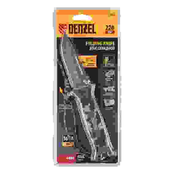 Нож складной, многоцелевой, системы Liner-Lock, с накладкой G10 на прямой рук-ке+стеклобой// Denzel