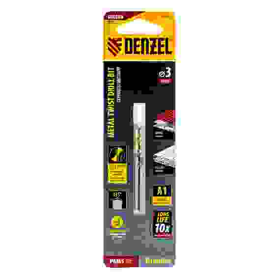 Сверло спиральное по металлу 3 x 60мм, Р6М5, Golden Tip , 2шт.// Denzel