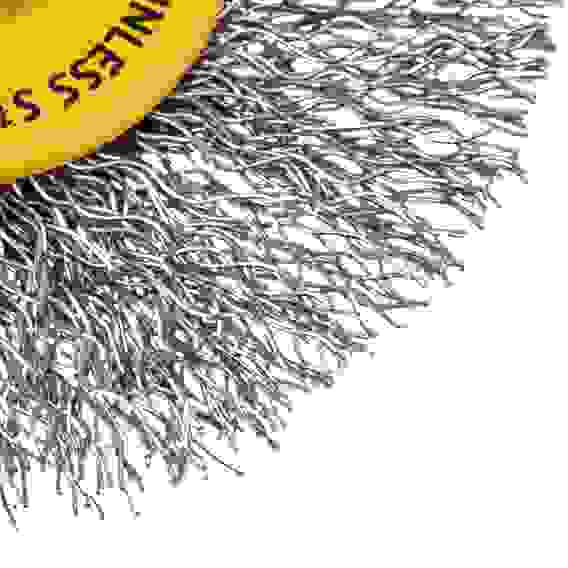 Щетка для дрели, 60 мм, Плоская, со шпилькой, нержавеющая витая проволока// Denzel