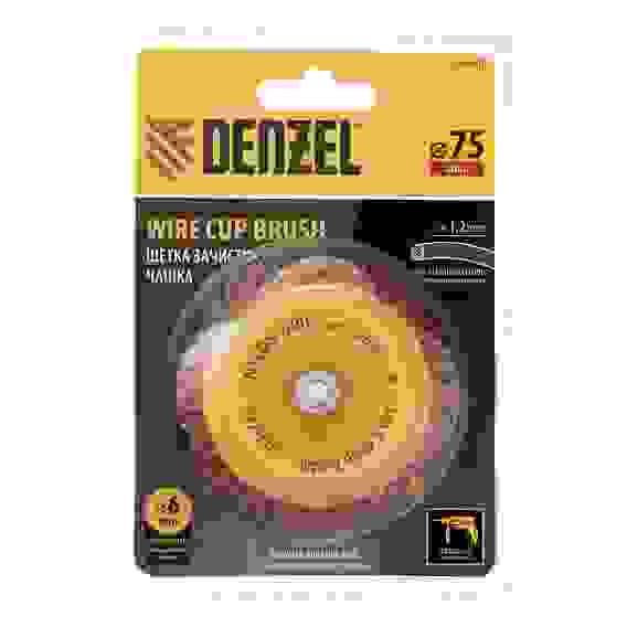 Щетка для дрели, 75 мм, Чашка, со шпилькой, нейлоновая щетина// Denzel