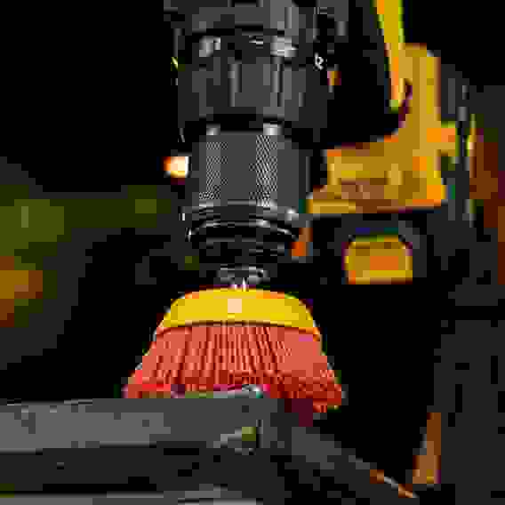 Щетка для дрели, 75 мм, Чашка, со шпилькой, нейлоновая щетина// Denzel