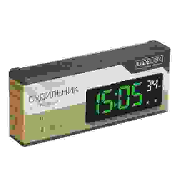 Будильник электронный, 17,5x7x2,5см, USB/3xAAA, пластик, цвет корпуса черный