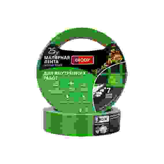 Малярная лента 25 мм х 25 м, зелен., для внутр. работ DЕCOR