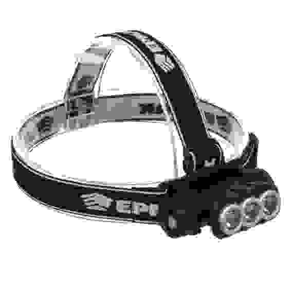 Фонарь налобный, 3 LED, 1200мАч, 3 режима, 8,3х3,8х5,4см, USB кабель, пластик ЕРМАК