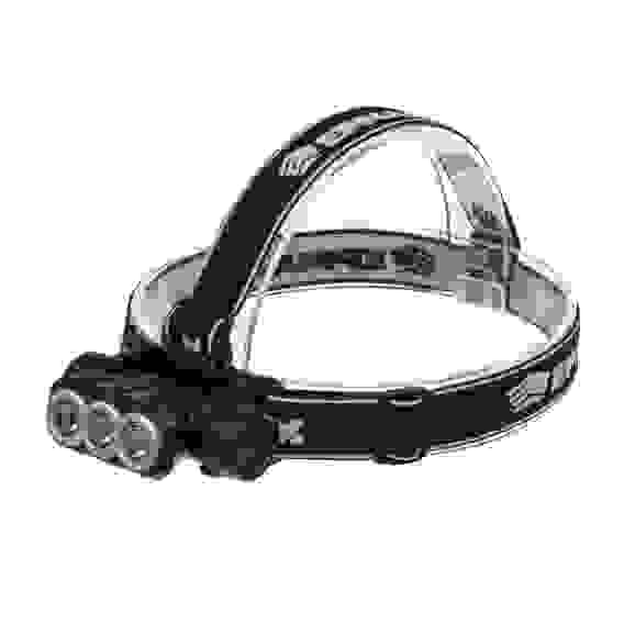 Фонарь налобный, 3 LED, 1200мАч, 3 режима, 8,3х3,8х5,4см, USB кабель, пластик ЕРМАК