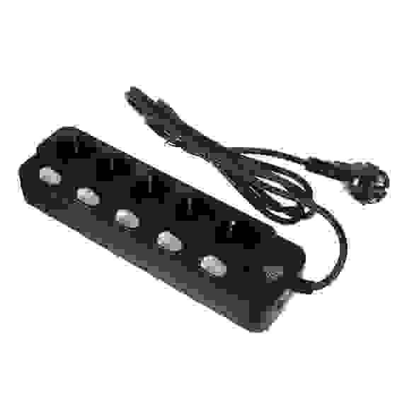 Удлинитель сетевой фильтр 5 розеток, 2м, 0,75кв.мм,10А, 2500Вт с отд. выключателями, чёрный BY