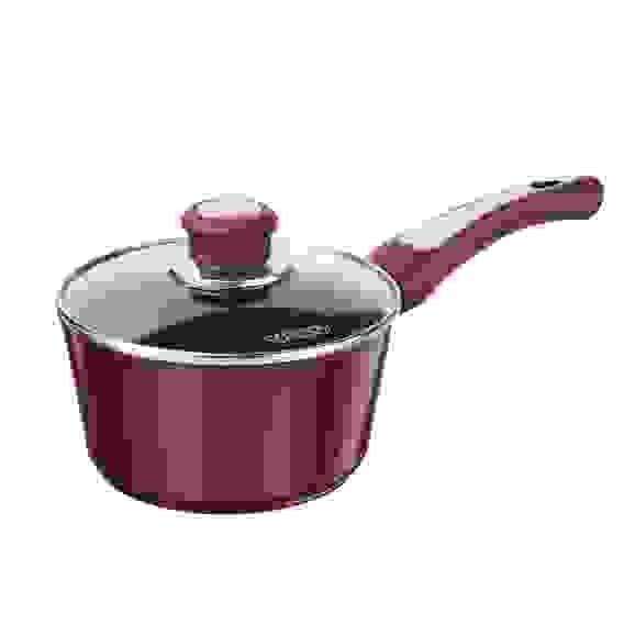 Ла Мери Ковш литой 1,3л, d16х8,5см, с крышкой, антипригарное покрытие мрамор, индукция SATOSHI