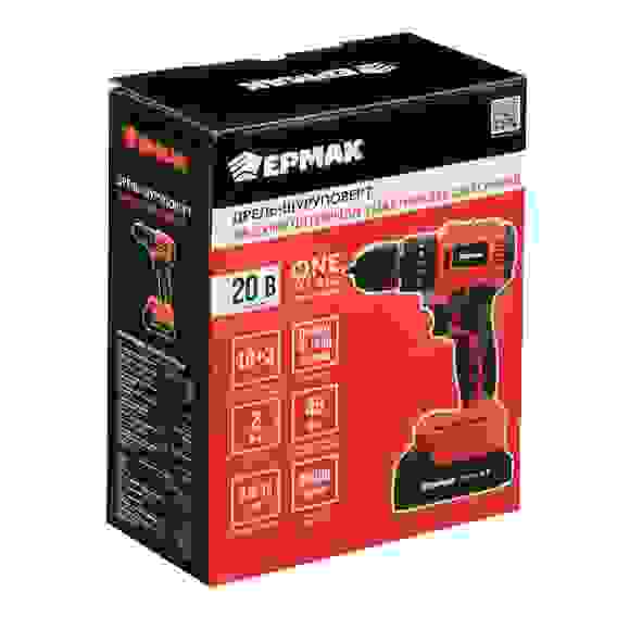 Дрель-шуруповерт аккум., ударный, бесщеточный, ДША-20, 20В, 2А*ч, 45Н*м (ONE) ЕРМАК