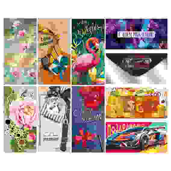 Конверт для денег Горчаков Г.К&quot;Ассорти№17,84*168мм,фольга,10дизайнов10000147