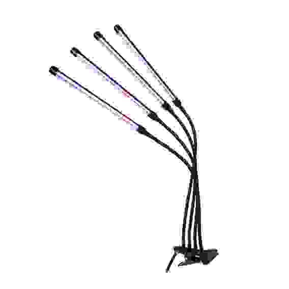 Фитолампа для растений, 4 юнита, 230 В, 21 Вт, 1900 лм, кабель 1,5м, зажим, диммер FORZA