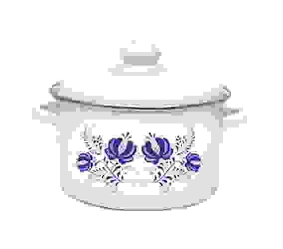 Кастрюля 4,0л цил белая с рис [ГЖЕЛЬ]