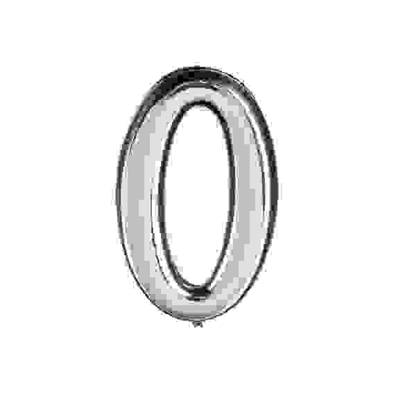 Цифра &quot;0&quot; 50мм. пластм. клеящ. хром
