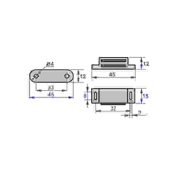 Магнитный фиксатор 45х15 (2шт) белый