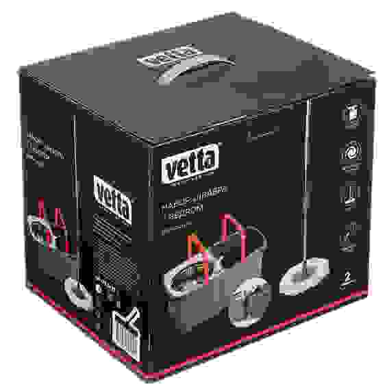 Набор швабра с ведром разборн.,2 насадки,полипропилен,полиэстер,нерж.сталь,h125см,48х25,5х23см VETTA