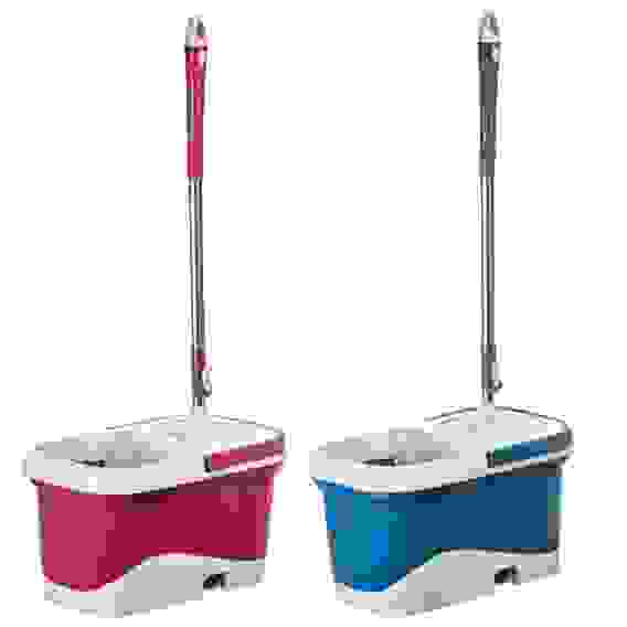 Набор МОП: ведро 12л, с колес., швабра, доп.насадка, принцип отж. &quot;Юла&quot;, метал.отжим, пластик VETTA