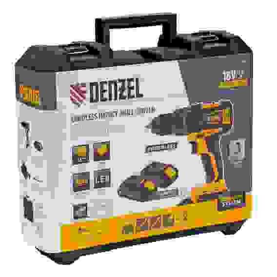 Дрель-шуруповерт аккумуляторная ударная бесщет CIDB-IB-18-02, Li-Ion, 18 В, 2 акк. Denzel