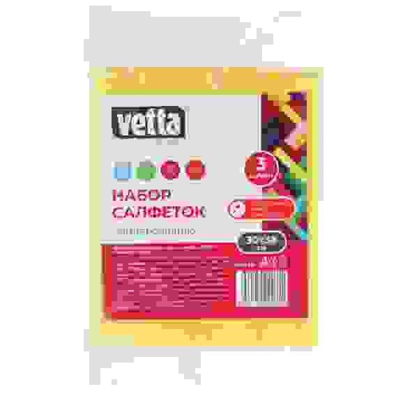 Набор салфеток универсальных 3 шт., 30х38 см., вискоза, 3 цвета VETTA